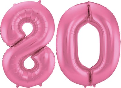 Folat Verjaardag Leeftijd folieballon - 80 jaar - roze - 86 cm - cijferballon groot