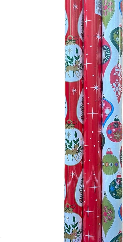 FESTIVE GIFTS Inpakpapier - Cadeaupapier - 200 x 70cm - 3 rollen - Kerst - Luxe Cadeauverpakking - Kleurrijk