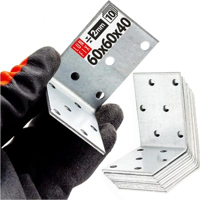 Hoekverbinders Set - Verzinkt Staal - Meubelbouw Timmerwerk - Geperforeerde Plaat - 60x60x40mm 2mm Dik - Zilverkleurig