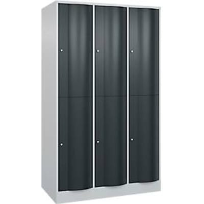 C+P Garderobekast Resisto, 3 vakken, 6 vakken, B 1148 x D 640 x H 1950 mm, lichtgrijs/antracietgrijs