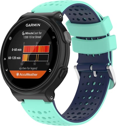 By Qubix - Siliconen Dot Pattern bandje - Turquoise + Donkerblauw - Geschikt voor Garmin Forerunner 220 / 230 / 235 / 620 / 630 / 735 (XT)