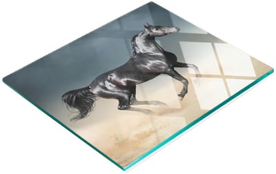 Duurzame en stijlvolle glazen snijplank met Arabisch paardenpatroon 60x52 cm
