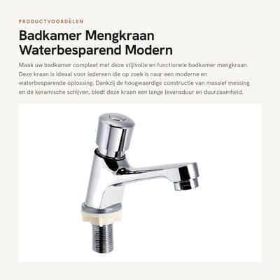 Dailygoods- Wastafelkraan Automatische Sluiting - Massief Messing - Waterbesparend - Eenvoudig te Reinigen - Duurzaam - Keramische Schijfkleppen - Kraan