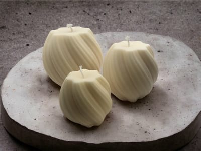 BAM Set van 3 Golvend Bolletje Kaarsen – Decoratieve Kaarsen van Zonnebloemwas