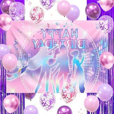 Lila muzikale ballon achtergrond ster ballonnen voor muziek | lila muzikale ballon achtergrond ster ballonnen voor muziek verjaardagsversieringen y2k concert film fans prom feestartikelen
