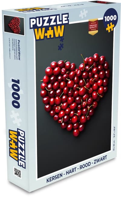 Puzzel Kersen - Hart - Rood - Zwart - Legpuzzel - Puzzel 1000 stukjes volwassenen