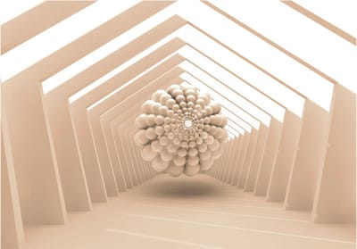 Fotobehangkoning - Behang - Vliesbehang - Fotobehang - Abstract Corridor - 3D Tunnel - 150 x 105 cm