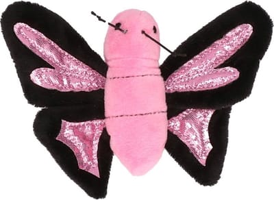 Nature Planet Pluche Vlinder - roze - 10 cm - zacht knuffeltje - kleurrijk design - vlinderknuffels