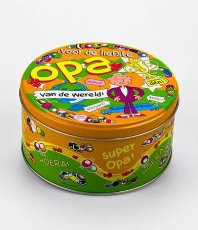 Drop - Snoeptrommel - Opa - Gevuld met Drop - In cadeauverpakking met gekleurd lint
