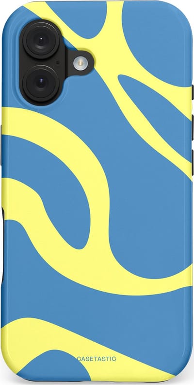 Casetastic hoesje geschikt voor Apple iPhone 16 - MagSafe - Dubbellaagse bescherming - Blauwe Gele Zee Stranden - Fashion Case - Lavendel Goud Lichtblauw