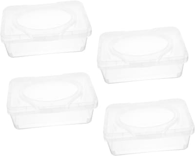 Babydoekjes Houder - Veegdispenser Houder - Reizen en Thuis - Herbruikbaar en Hervulbaar - 4 Stuks - Transparant