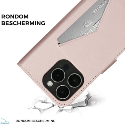 Mobiparts Classic Wallet hoesje geschikt voor Apple iPhone 15 Pro met 1 Screenprotector van Gehard Glas - Roze