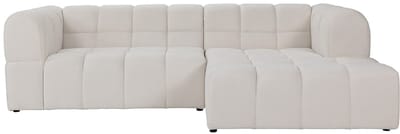 Vente-unique Hoekbank rechts in Getextureerde stof - Beige RIMALO