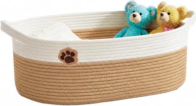 Ruime 30L Opbergmand voor Huisdierenaccessoires, Kleding en Dekens - Handige Wasmand van Stof met Handvatten, 50×20×28cm, Bruin