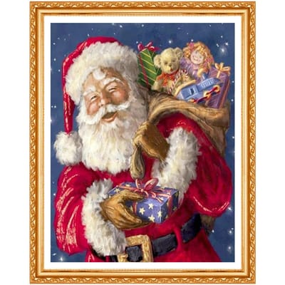 Père Noël et Bébé Peinture Diamant DIY Point de Croix Broderie Art Décoration de Noël 20X30CM blue