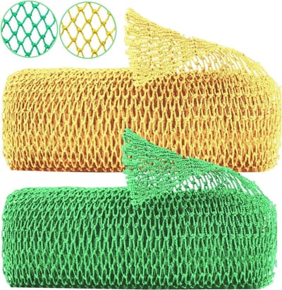 Set van 2 Afrikaanse Netwasgels, Nylon Mesh Spons voor Bad en Massage, Rekbaar tot 160 cm, Ideaal voor Lichaamsverzorging en Scrubben (Groen + Geel)