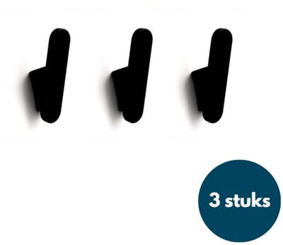 Houten Wandhaken - Retro kapstokhaken - Ophanghaken - Handdoekhaken - Jashaken - 3 stuks - Zwart