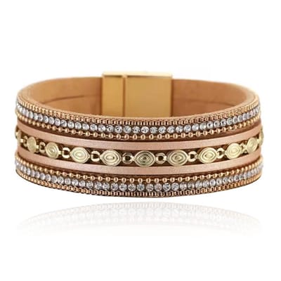 DEJA Statement Armband goudkleurig met ovale schakels in lichtbruin