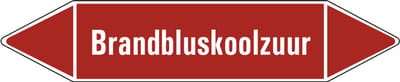 Brandbluskoolzuur leidingmarkering op vel 126 x 26 mm - 5 per vel