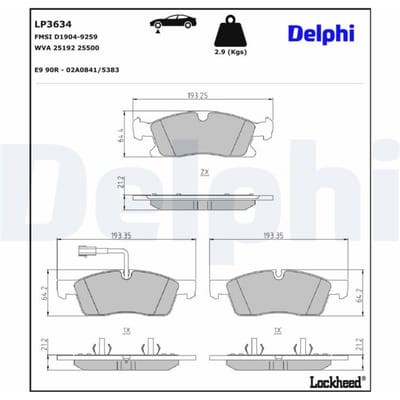 Remblokset DELPHI LP3634, voor