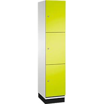 C+P Cambio lockerkast, 1 vak, 3 vakken, met plint, B 400 x D 525 x H 1980 mm, lichtgrijs/kleedgroen
