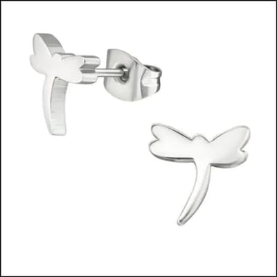 Aramat Jewels | Oorbellen | RVS Libel Oorbellen Kleurrijk - Juffer Oorstekers | Zilverkleurig-8mm | |8mm | Staal | Kinderen, Volwassenen | Verkleurd niet