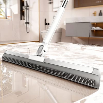 Multifunctionele Douchewisser & Vloerbezem in 1 - Extra Breed 40 cm met Rubberen Schrobtanden - Voor Badkamer, Tegels en Tapijt - Verwijdert Eenvoudig Dierenhaar, Stof en Wateraanslag (85-120 cm)