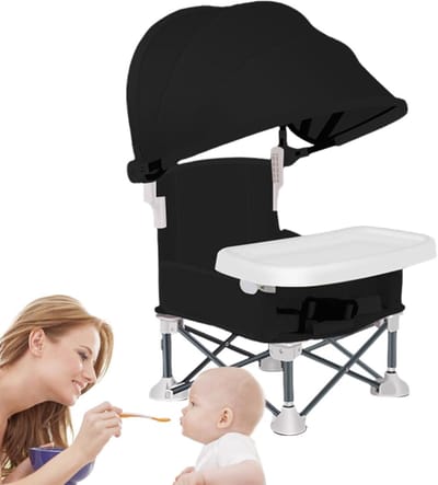 Opvouwbare Baby Eetstoel - Reisstoel Peuters - Veilig Eten Buiten - Met Opbergvak - 39 x 18 x 39 cm