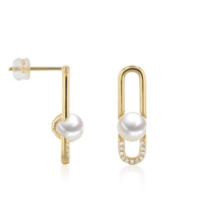 Luna-Pearls - 312.1670 - Oorbellen - 585/-Geel goud met Zoetwater gekweekte parel