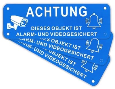 Videobewaking Bord - 3 Stuks Aluminium 15 x 5 cm - Zelfklevend en Boorgaten voor Binnen en Buiten