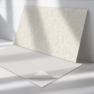 Wallfluent Vinyl Wandpaneel - Delicate bladeren in golven Zelfklevend Wandpaneel - 100 cm x 50 cm - Romig PVC wandpaneel - Set van 1 - Rechthoekig Wandbekleding Vinyl - Bloemen en planten Wandpaneel - PVC Muurpaneel - Wandpaneel Keuken en Badkamer