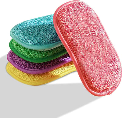 Microfiber keuken schuursponsen - set van 5 - verdikte antibacteriële pads voor afwassen en schoonmaken van non-stick pannen