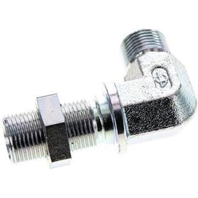 90° L-Koppeling G3/8'' Schotdoorvoer Hogedruk Staal  60° Conus 325bar Hydrauliek
