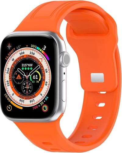 Siliconen bandje - geschikt voor Apple Watch series 1/2/3/4/5/6/7/8/9/10/11/ SE (1,2,3) / Ultra (1,2,3) met maat 44 mm / 45 mm / 46 mm / 49 mm - oranje