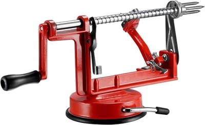 GELLDG Appelschiller - Appelsnijder - 3-in-1 appelschiller en -boor - Corer - Snijmachine - Dunschiller - Rood