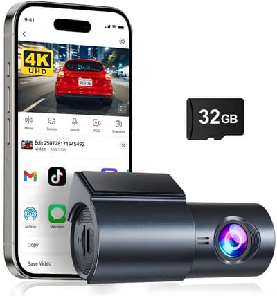 KAD® Dashcam - Full HD Dashcam met Nachtzicht - Voor- en Achtercamera met Nachtzicht - Zwart - 9cm x 4cm x 4cm