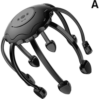 Elektrische Octopusklauw Hoofd Huid Massager 3 Modi Vibratie Massage Therapeutische Hoofdkrabbelaar Verlichting Hoof vermoeidheid Verbeter Slaap zwart