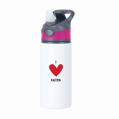 Hacebo® - Ik hou van katten waterfles met rietje roze - Katten - Katten liefhebbers - Huisdieren - kattenwasje - dierendag - water fles - 650ML