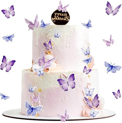 Decoraties voor Taarten met 30 Stuks 3D Vlinders - Mix van Grootte voor Verjaardagen, Bruiloften en Feestjes - Perfecte Taart- en Cupcake Toppers in Paars