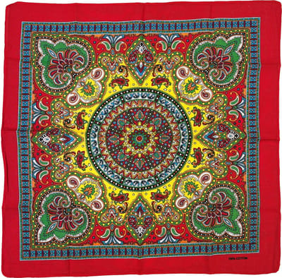 Fako Fashion - Bandana - Hoofddoek - Mondbescherming - Zakdoek - Sjaal - Paisley Kaleidoscoop - 53x53cm - Rood