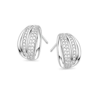 Zilver Oorringen met Zirkonia - Sterling Silver Hoop Earrings - Amona Jewelry