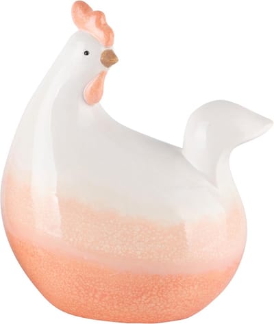 Dekoratief | Deco kip wit/peach, keramiek, 16x11x18cm | A240315