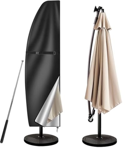 Ultiluxe® Parasolhoes - Beschermhoes voor Zweefparasol - Tuinparasol - Parasolbescherming - Parasolbeschermhoes met Stok - 205 x 25/57/48 cm - Waterdicht - UV-bestendig - Zwart