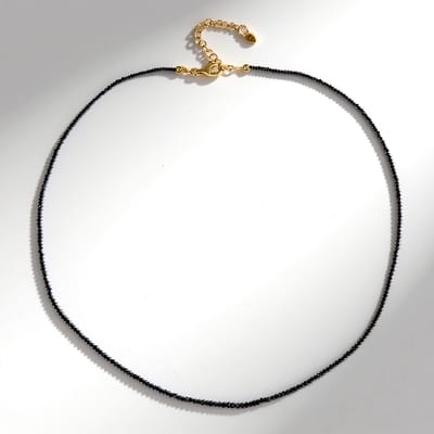 Cavill - Zilveren Halsketting - 925 Sterling Zilver - 9,75 ct Zwarte Diamant - Verstelbaar 45-50 cm - Luxe Bead Fancy & Gouden Sluiting
