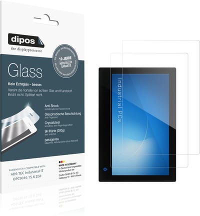 dipos – 2x Pantserfolie geschikt voor ADS-TEC Industrial IT OPC9016 15.6 Zoll | 9H Screenprotector