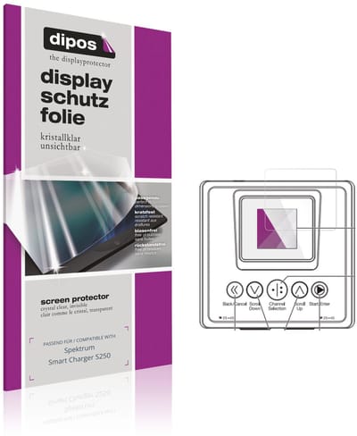 dipos – 2x Beschermfolie geschikt voor Spektrum Smart Charger S250 | Krasbestendige & heldere Screenprotector Ultra-Thin