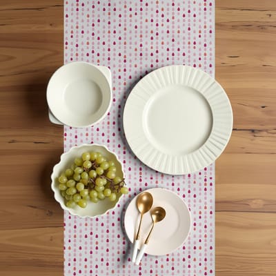 ABAKUHAUS Abstracte tafelloper – rechthoekig 40x180 cm – roze magenta koraal