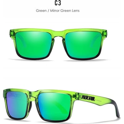 2025 Kdeam Gepolariseerde Zonnebril voor Heren Dames Mode Unisex Merk Trendy Buitenbril Voor Stel Spiegel rode lens With Black Zipperbox green