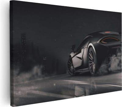 Artaza Canvas Schilderij Sportauto - 30x20 cm - Klein - Muurdecoratie Auto - Wanddecoratie Industrieel - Schilderijen Op Canvas Stad