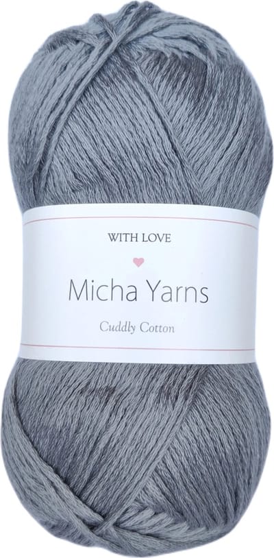 Micha Yarns - 80% katoen 20% acryl breiwol - 5 bollen - 5 x 100gram - 200 meter per bol - Grijs (016)